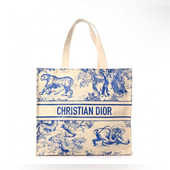 CHRISTIAN DIOR Straw Dioriviera Tote Blue - Picture 1 of 5
